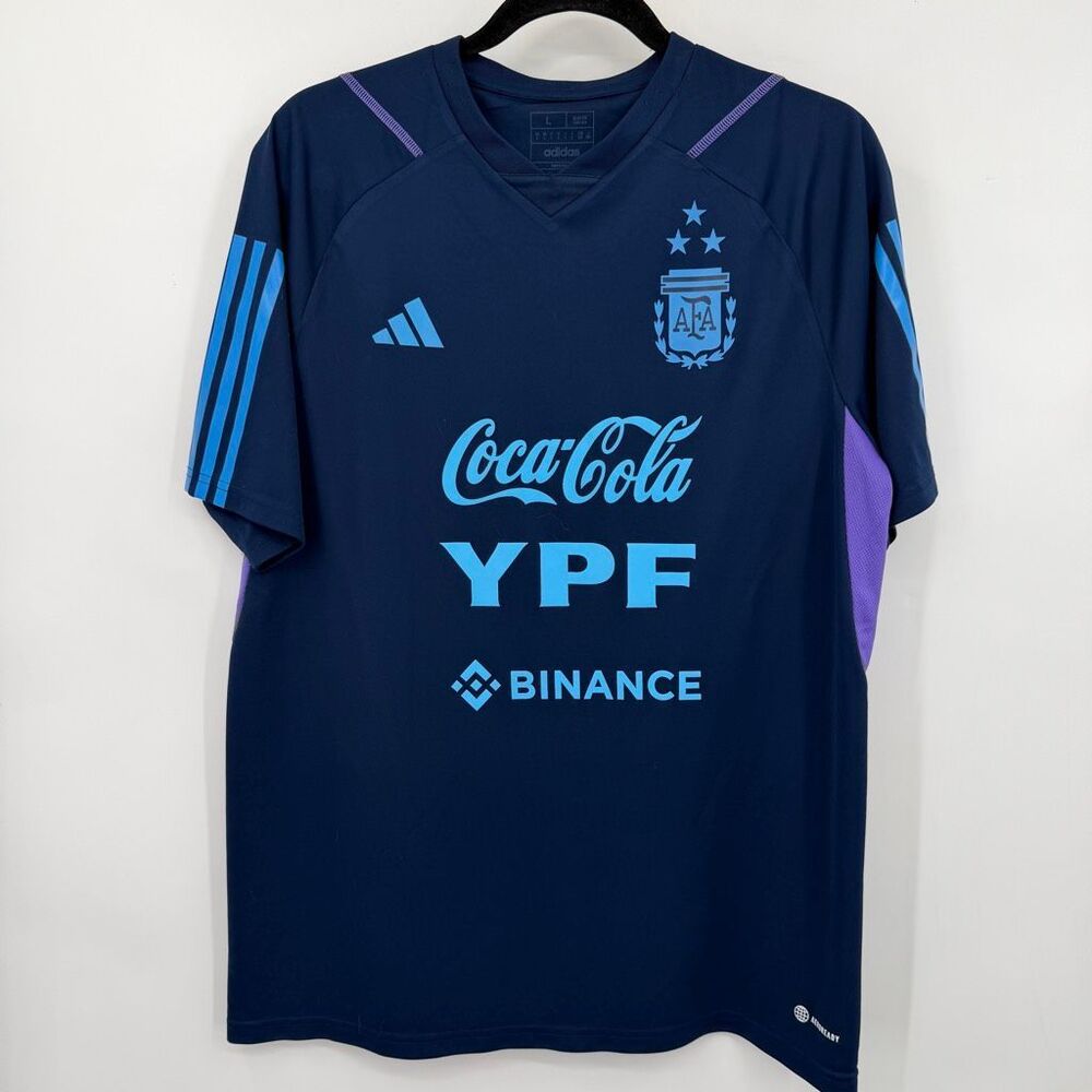 Adidas Argentina AFA Soccer Training Jersey Men’s Large Slim Fit Navy Blue